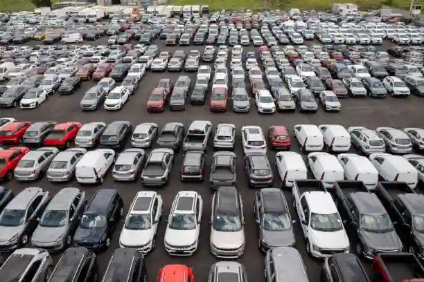 Car lot aerial view